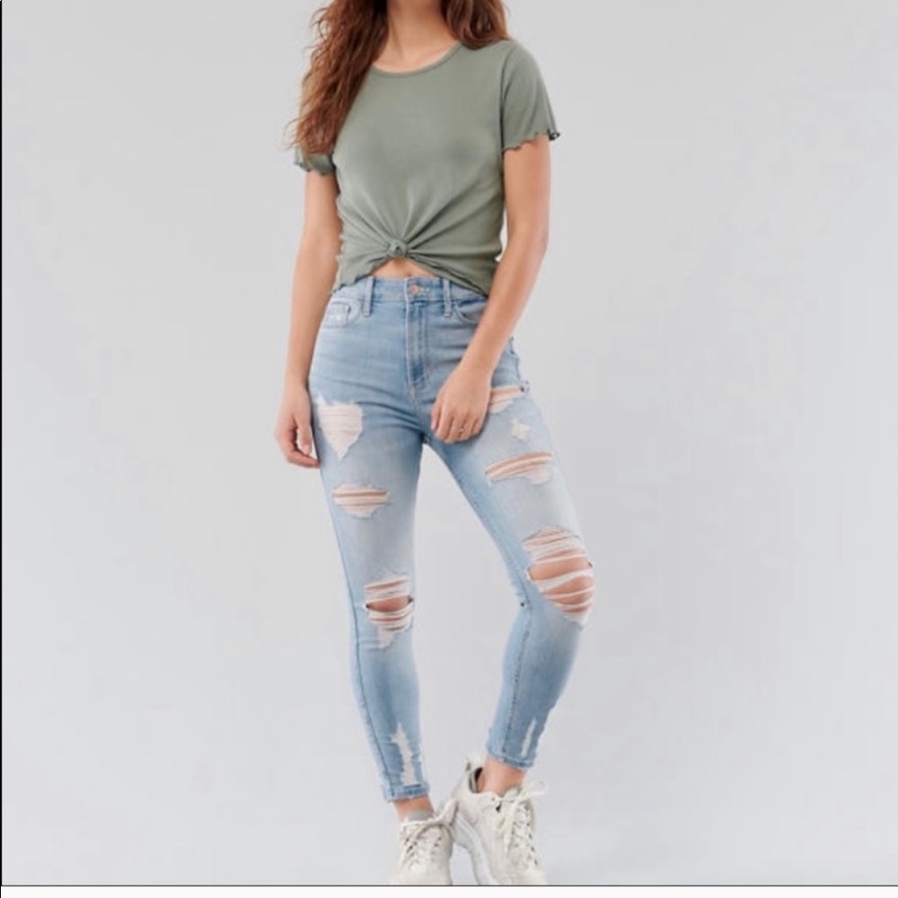 (3XS) hollister ultra high rise crop super skinny